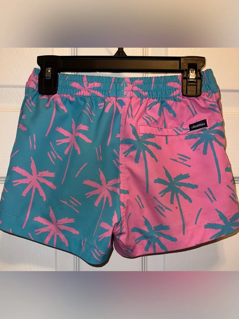 Chubbies Youth Swim Shorts in Teal & Pink Palm Print
